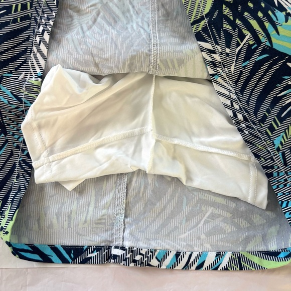 NEOT Hearts of Palm Leaf Print Mini Skort Blue, Green, Black SZ 14 - Picture 4 of 12